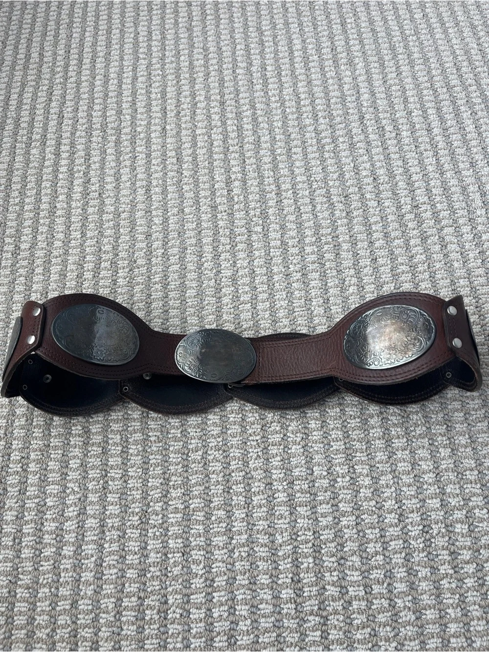 Vintage Sandy Duftler Designs Brown Leather Statement Belt